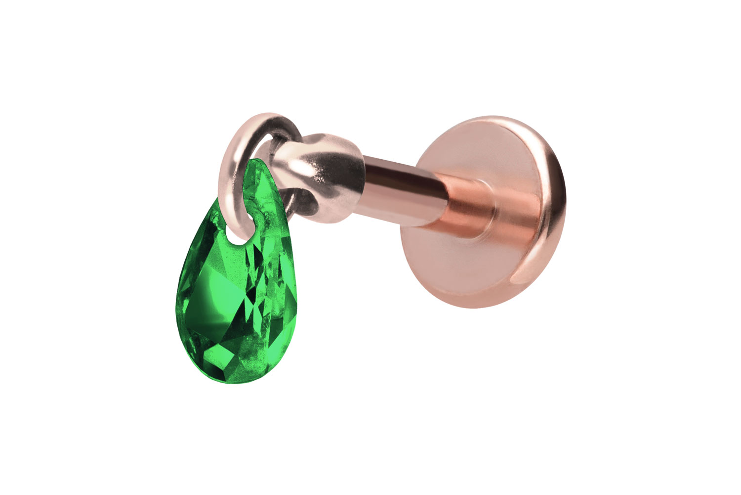 Titan Labret Piercing mit Innengewinde KRISTALLTROPFEN